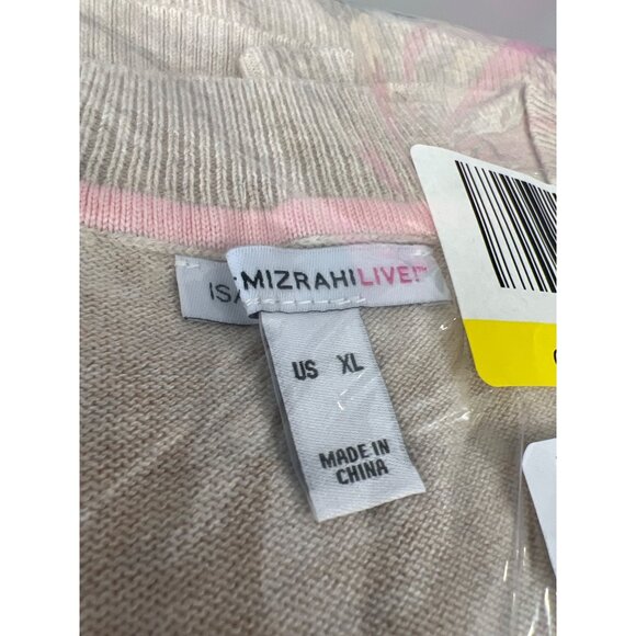 Isaac Mizrahi Live V Neck Sweater with Chest Pocket Women XL Heather Oatmeal NEW - Picture 3 of 5